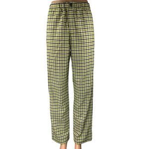 Brandy Melville Green Multicolor Checkered Straight High Waist Trousers Pants S
